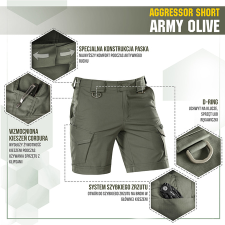 M-Tac Spodenki Aggressor Short  - Army Olive