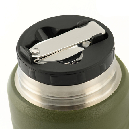 Termos na jedzenie z składaną łyżką ze stali nierdzewnej 750 Ml  - Olive