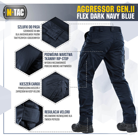 Spodnie taktyczne Aggressor Gen.II Flex  - Dark Navy Blue