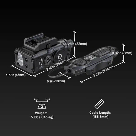 RovyVon GL15 - Światło widoczne i lasery, Black, Pin, Dźwignia QD