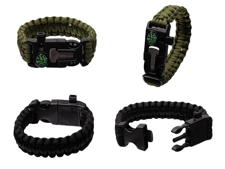 Bransoletka Survivalowa Paracord 5w1 Krzesiwo Kompas Gwizdek BR-003