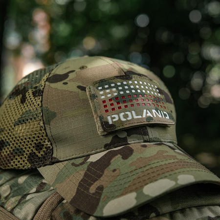 Naszywka Poland (z flagą) 50x80 Laser Cut  - Multicam/White/Red