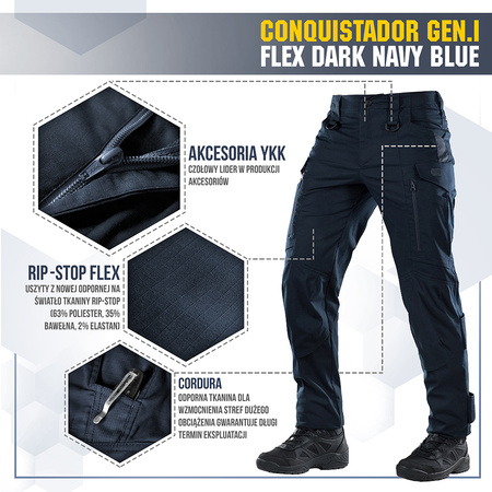 Spodnie taktyczne Conquistador Gen. I Flex  - Dark Navy Blue