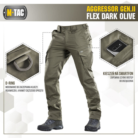M-Tac Spodnie taktyczne Aggressor Gen.II Flex  - Dark Olive