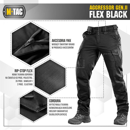 Spodnie taktyczne Aggressor Gen.II Flex  - Black