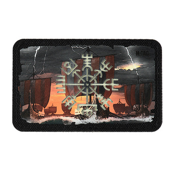 Naszywka Vegvisir/Drakkar (80x50 mm) - Black/GID