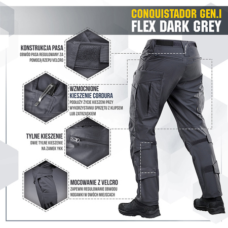 Spodnie taktyczne Conquistador Gen. I Flex  - Dark Grey