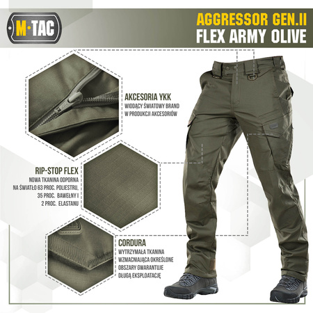 M-Tac Spodnie taktyczne Aggressor Gen.II Flex  - Army Olive