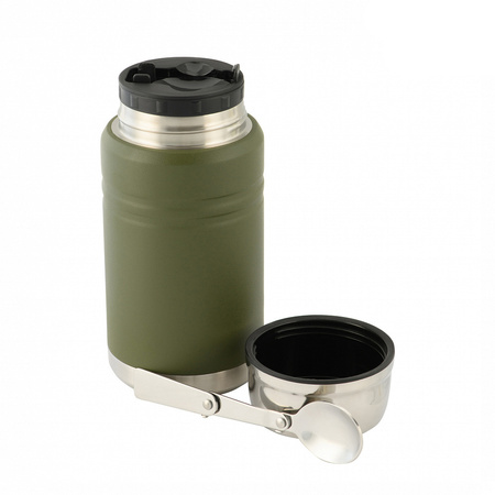 Termos na jedzenie z składaną łyżką ze stali nierdzewnej 750 Ml  - Olive