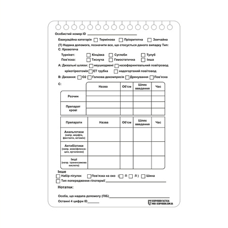 Ecopybook Taktyczna Karta Rannego TCCC NATO (10 Szt.)  - Color