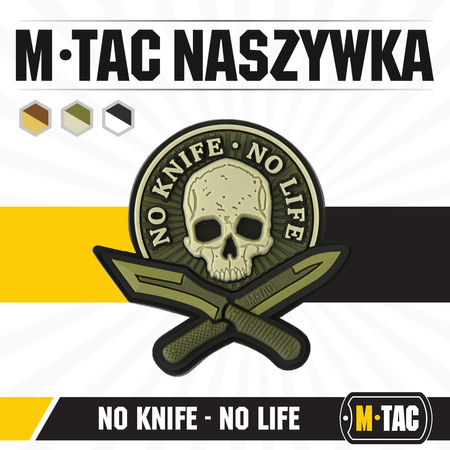Naszywka No Knife - No Life 3D PVC  - Olive