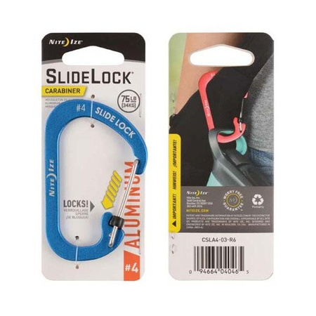Nite Ize - Karabinek SlideLock® Carabiner Aluminum #4 - Niebieski - CSLA4-03-R6