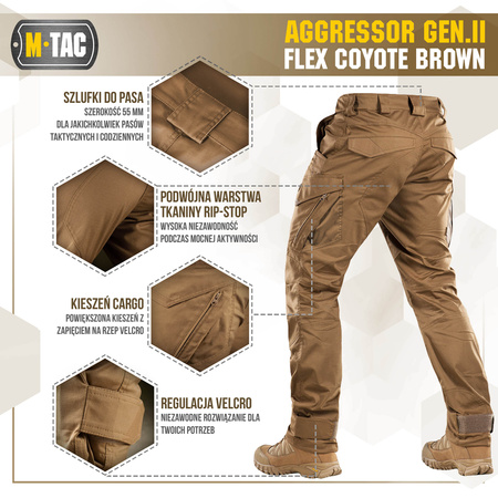 M-Tac Spodnie taktyczne Aggressor Gen.II Flex  - Coyote Brown