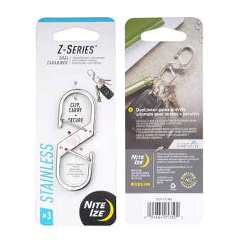 Nite Ize - Podwójny karabińczyk Z-Series #3 - Stalowy - Srebrny - ZS3-11-R6
