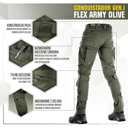 Spodnie taktyczne Conquistador Gen. I Flex  - Army Olive