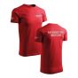 Bawełniana Koszulka T-Shirt z napisem RATOWNICTWO MEDYCZNE, czerwona, widok z przodu i z tyłu + rękawki