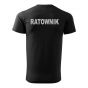 Bawełniana Koszulka T-Shirt z napisem RATOWNIK, czarna, widok z tyłu