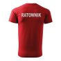 Bawełniana Koszulka T-Shirt z napisem RATOWNIK, czerwona, widok z tyłu