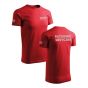 Bawełniana Koszulka T-Shirt z napisem RATOWNIK MEDYCZNY, czerwona, widok z przodu i z tyłu + rękawy