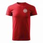 Bawełniana Koszulka T-Shirt z napisem RATOWNIK MEDYCZNY + Eskulap, czerwona, widok z przodu