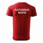 Bawełniana Koszulka T-Shirt z napisem RATOWNIK WOPR, czerwona, widok z tyłu